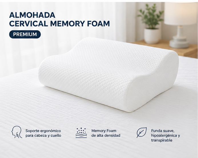 Almohada Cervical Memory Foam Hogareto 60×40 cm