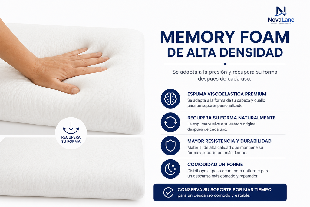 Almohada Plana Memory Foam Hogareto 60x40 cm Set x2r